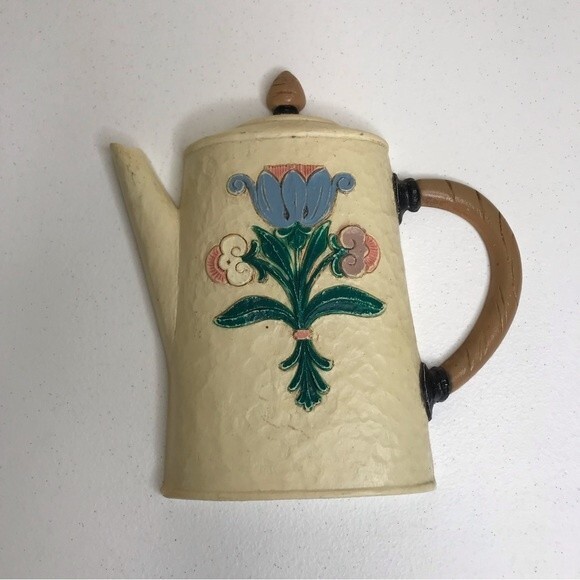 Vintage Floral Coffee Pot Fruit Frying Pan Wall Hangers Made In USA MCMXCV 1995 - Picture 2 of 13